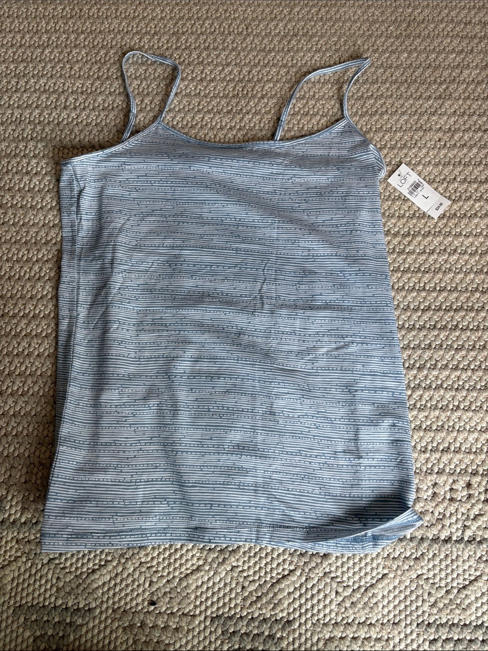 FREE with purchase NWT LOFT Light Blue Striped Spaghetti Strap Camisole L